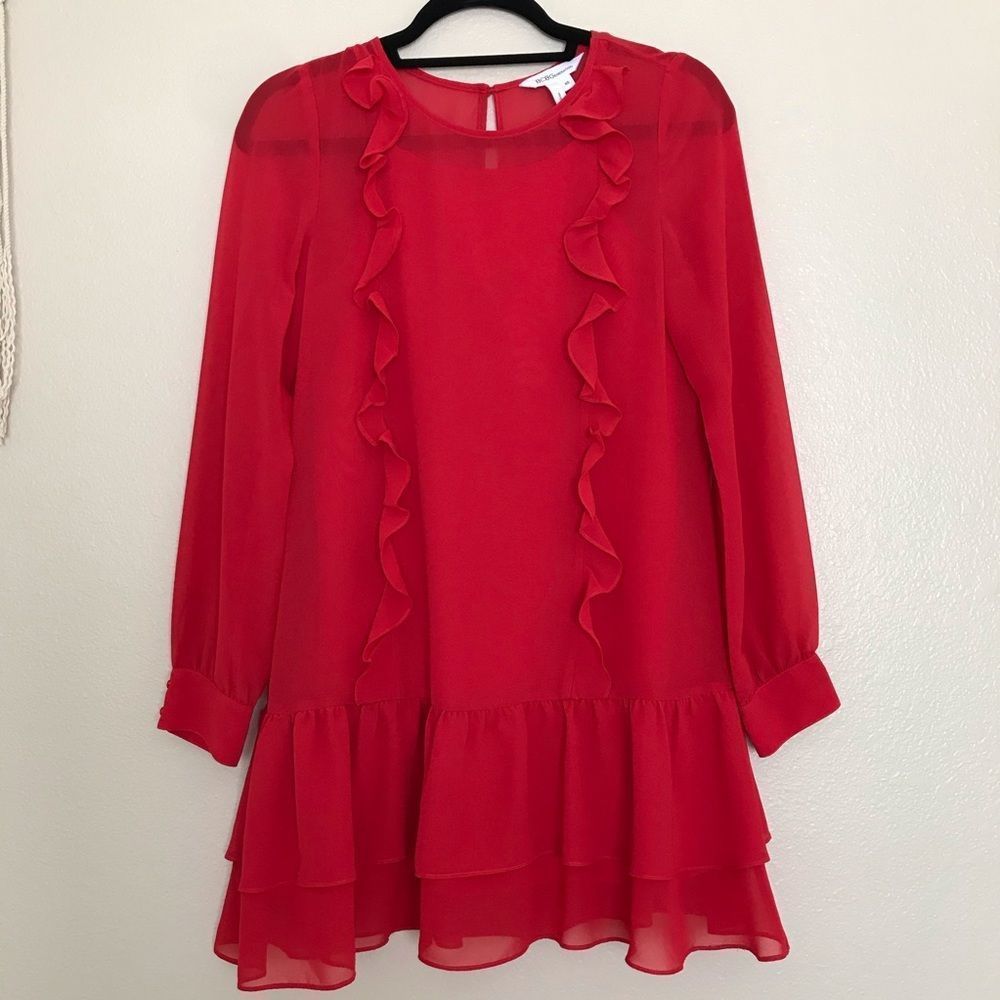 Long Sleeve Red Mini Dress